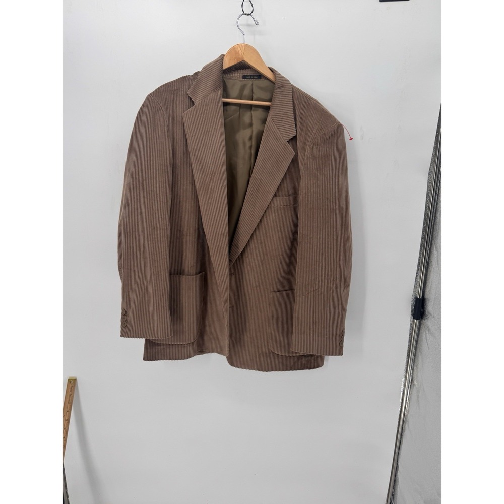 New Members Only Mens Brown Waffle Textured Corduroy Blazer Jacket sz 46 Long